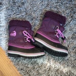 Sorel Kids' Plum and Black Snow Boots